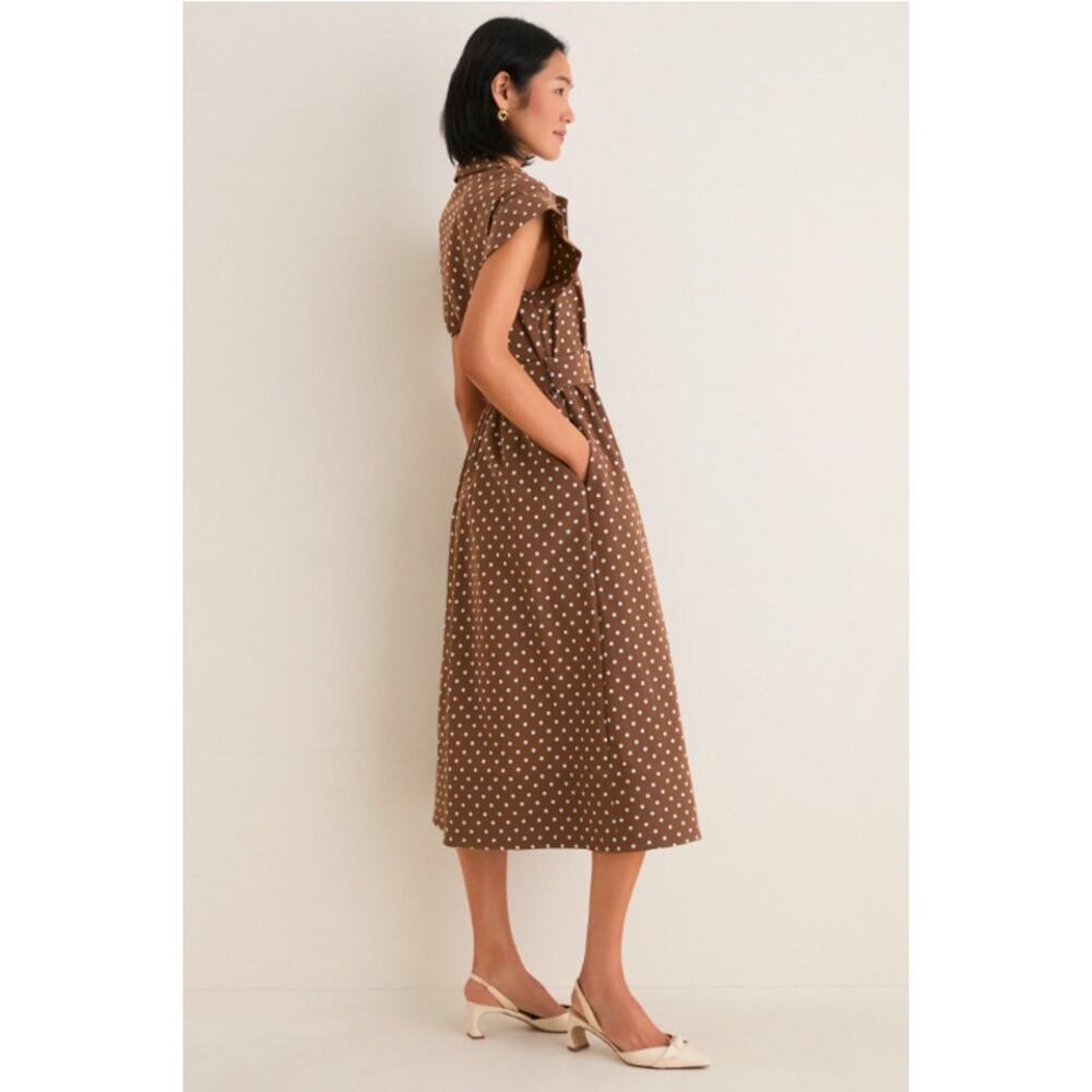 Tuckernuck Cocoa Brown Dot Chloe Midi Dress Size Small Belted NWT Fall Workwear - Picture 4 of 12